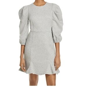 Aqua Puff Sleeve Sweatshirt Dress Heather Grey Medium